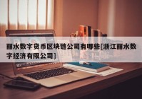 丽水数字货币区块链公司有哪些[浙江丽水数字经济有限公司]